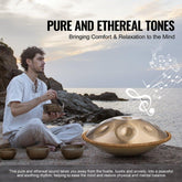 Handpan Drum 22 in 10 Notes D Minor Hand Drum Instrument with Mallet